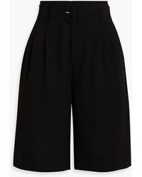 Ganni - Belted Pleated Cloqué Shorts - Lyst