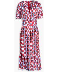 Diane von Furstenberg - Lindy Printed Cotton-Blend Poplin Midi Dress - Lyst