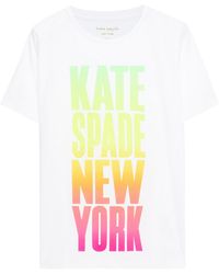 Kate Spade Printed Cotton-jersey T-shirt - White