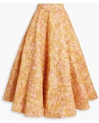 Agua Bendita - Bergamota Vuelo Atardecer Quilted Floral-print Cotton Maxi Skirt - Lyst
