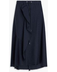 High - Draped Pinstriped Stretch-Jersey Midi Skirt - Lyst