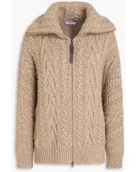 Brunello Cucinelli - Bead-Embellished Cable-Knit Wool And Cashmere-Blend Cardigan - Lyst