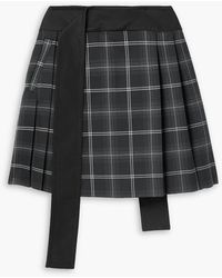 MERYLL ROGGE - Pleated Checked Wool-blend Mini Wrap Skirt - Lyst