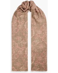 Brunello Cucinelli - Frayed Printed Linen-gauze Scarf - Lyst