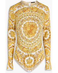Versace - Printed Silk-Blend Crepe De Chine Bodysuit - Lyst