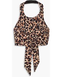 Racil - Nimaya Cropped Leopard-print Cotton-blend Poplin Halterneck Top - Lyst