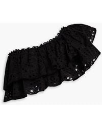 Charo Ruiz - Flamingo One-shoulder Cropped Broderie Anglaise Cotton-blend Top - Lyst