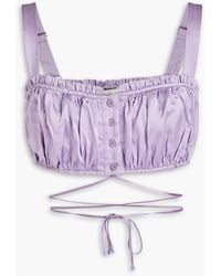 Nicholas - Cropped Gathered Silk-satin Top - Lyst