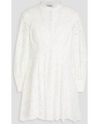 Charo Ruiz - Franca Broderie Anglaise Cotton-blend Mini Shirt Dress - Lyst
