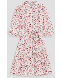Saloni - Tyra Belted Floral-print Silk Crepe De Chine Mini Dress - Lyst