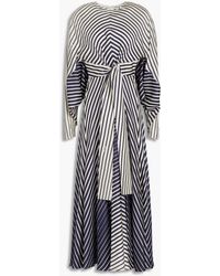 Valentino Garavani - Tie-front Striped Silk-satin Midi Dress - Lyst
