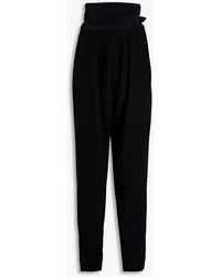 Magda Butrym - Silk-trimmed Pleated Wool-blend Tapered Pants - Lyst