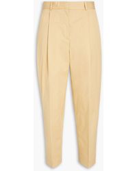 Theory - Cropped Pleated Cotton-blend Twill Tapered Pants - Lyst