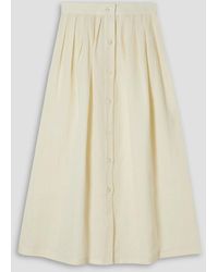 Giuliva Heritage - Lilium Pleated Linen And Cotton-blend Midi Skirt - Lyst