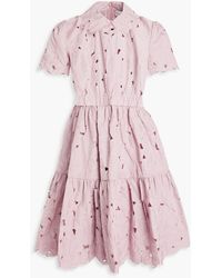 RED Valentino - Gathered Laser-cut Embroidered Taffeta Dress - Lyst