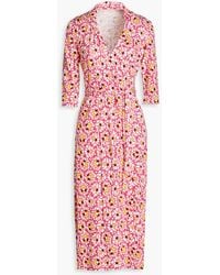 Diane von Furstenberg - Abigail Printed Silk-jersey Midi Wrap Dress - Lyst