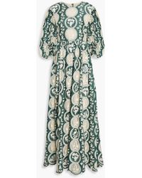 Agua Bendita - Raquel Embroidered Linen Maxi Dress - Lyst