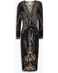 CAMILLA - Crystal-Embellished Printed Stretch-Jersey Midi Dress - Lyst