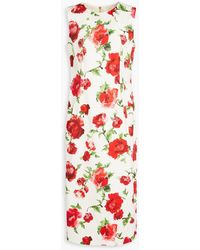 Carolina Herrera - Floral-print Cotton-blend Twill Midi Dress - Lyst