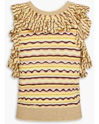 Ulla Johnson - Sadie Ruffled Crochet-knit Silk And Cotton-blend Top - Lyst