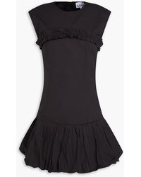 Ganni - Ruffled Stretch-Cotton Poplin Mini Dress - Lyst