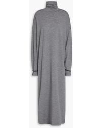 Brunello Cucinelli - Midikleid aus jersey aus einer wollmischung mit stehkragen und zierperlen - Lyst