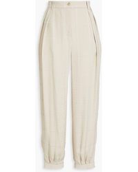 Emporio Armani - Pleated Seersucker Tapered Pants - Lyst