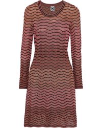 M Missoni Metallic Ombré Crochet-knit Dress Multicolour - Red