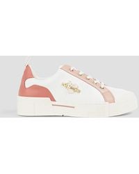 Love Moschino - Embellished Faux Leather Sneakers - Lyst