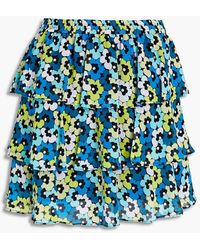 MICHAEL Michael Kors - Tiered Floral-print Georgette Mini Skirt - Lyst