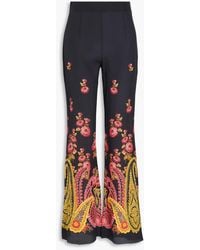 Etro - Paisley-print Silk Crepe De Chine Flared Pants - Lyst
