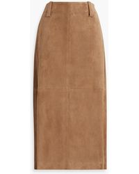 Brunello Cucinelli - Suede Midi Skirt - Lyst