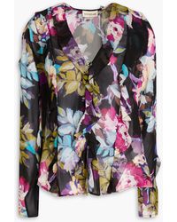 Nicholas - Amira Ruffled Floral-print Silk-chiffon Blouse - Lyst
