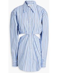 Victoria Beckham - Cutout Striped Cotton-poplin Shirt - Lyst