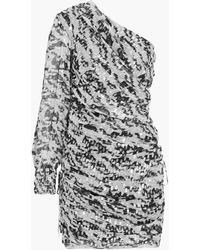 IRO - Kallar bedrucktes minikleid aus chiffon mit metallic-fil-coupé und asymmetrischer schulterpartie - Lyst