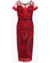 Amanda Wakeley Embroide Metallic Tulle Dress - Red