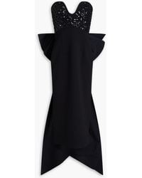Rebecca Vallance - Marie Strapless Bow-detailed Embellished Crepe Midi Dress - Lyst