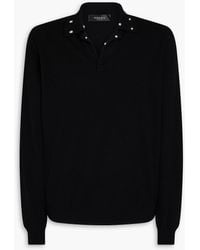 Versace - Studded Wool And Cashmere-blend Polo Sweater - Lyst
