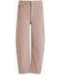 Ganni - Striped High-Rise Barrel-Leg Jeans - Lyst