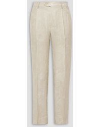 Etro - Straight-Leg Pleated Paisley-Jacquard Linen-Blend Suit Pants - Lyst