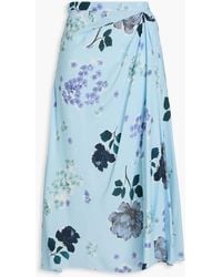 Erdem - Draped Floral-Print Crepe Midi Skirt - Lyst