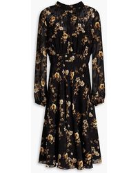 Mikael Aghal - Pintucked Floral-print Fil Coupé Chiffon Dress - Lyst