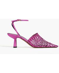 Neous - Crystal-embellished Leather And Fishnet Pumps - Lyst