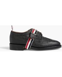 Thom Browne - Striped Pebbled-leather Brogues - Lyst