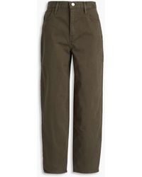 FRAME - Ultra High-rise Barrel Cotton-blend Twill Tapered Pants - Lyst