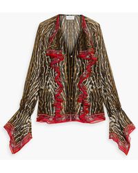 Camilla - Ruffled Printed Silk-chiffon Blouse - Lyst