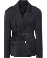 Maje Belted Woven Blazer Black