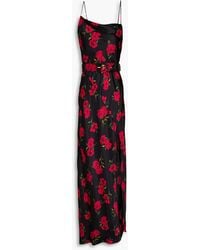 Nicholas - Belira Draped Belted Floral-print Satin Gown - Lyst