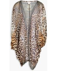 Camilla - Crystal-embellished Printed Silk Crepe De Chine And Jersey Kimono - Lyst