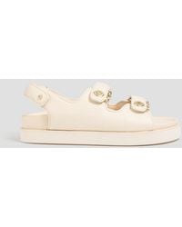 Maje - Embellished leather slingback sandals - Lyst